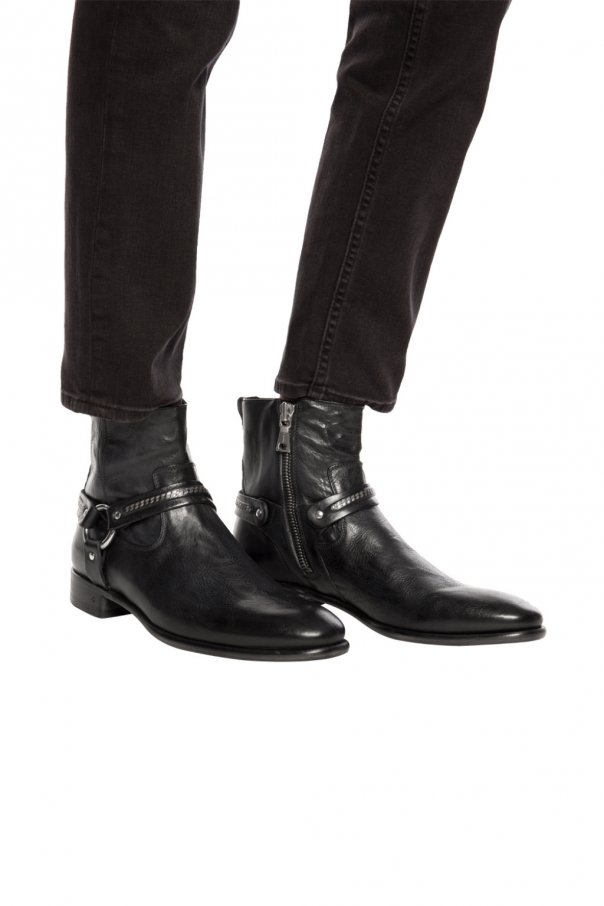 ankle boots men black harness